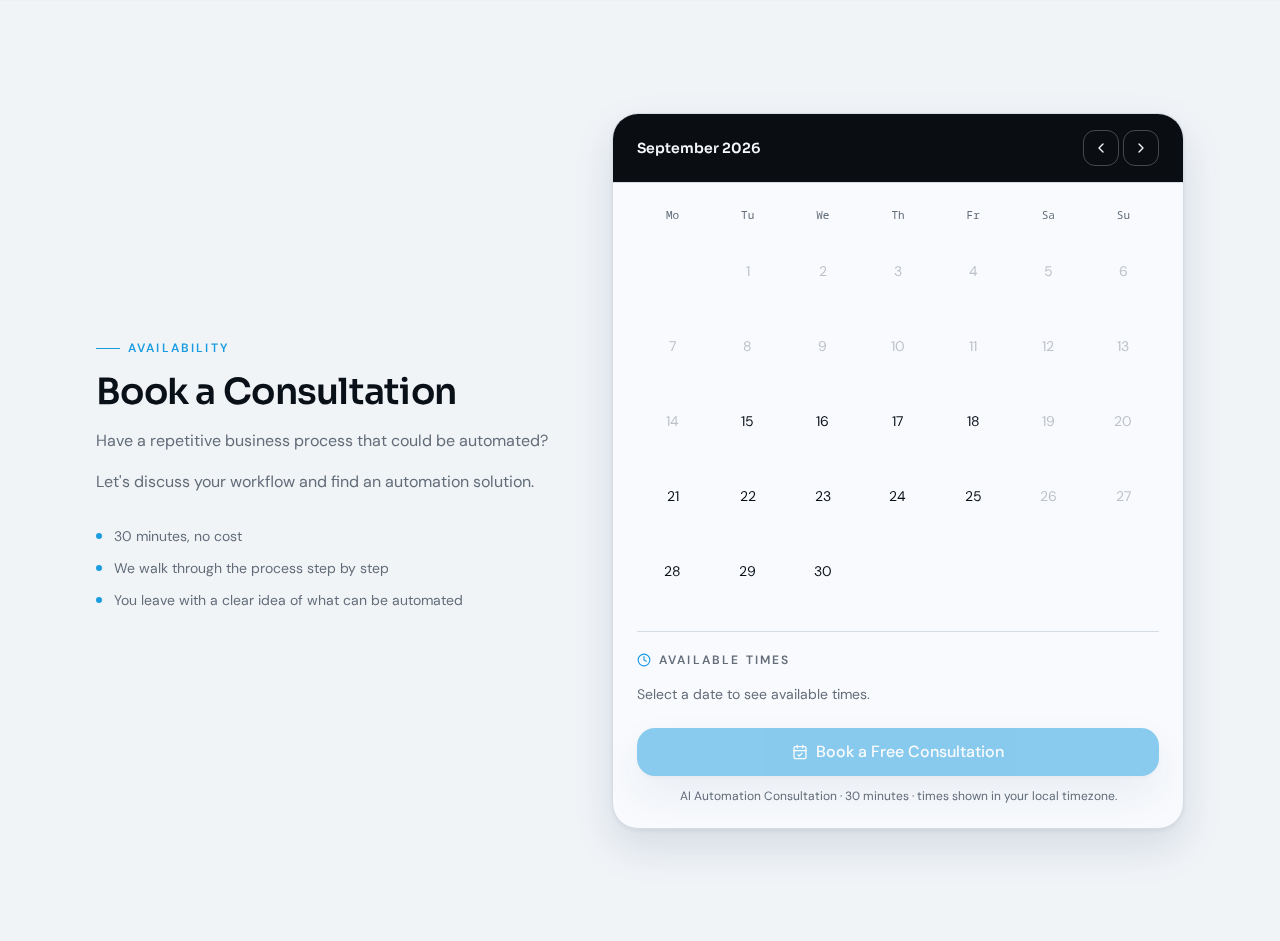 AI Consultation Booking System workflow diagram